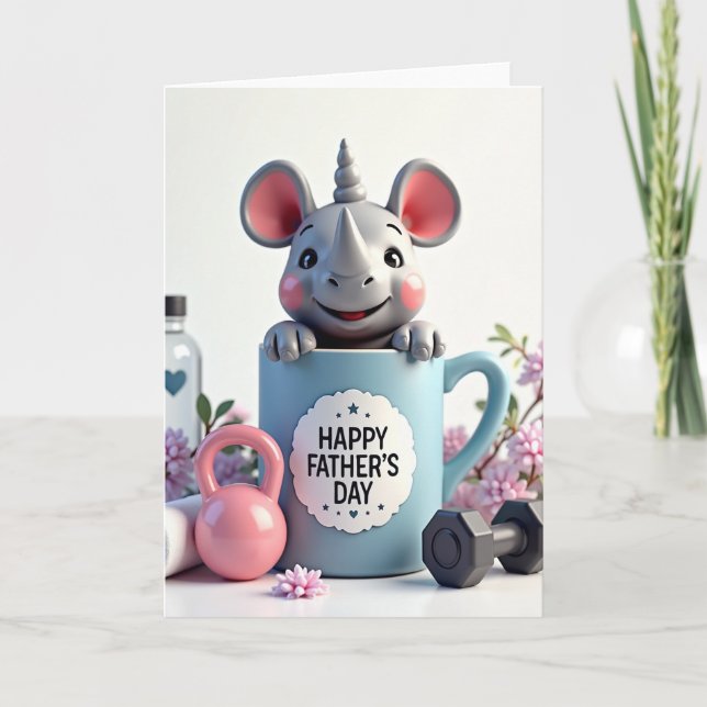 Carte Douce Fête des Pères Rhinocéros (Devant)