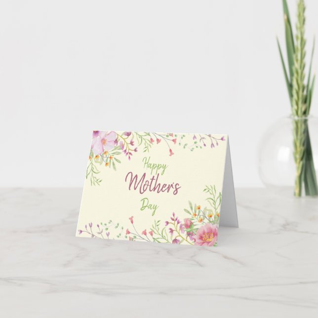 Carte Douce florale de printemps pour la fête des Mères (Devant)