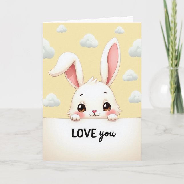 Carte Douce Lapin T'aime (Devant)