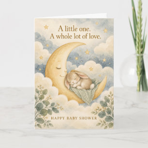 Carte Douce Lune Lapin Beaucoup d'Amour Baby Shower