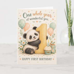 Carte Douce Panda Un Merveilleux Premier Anniversaire