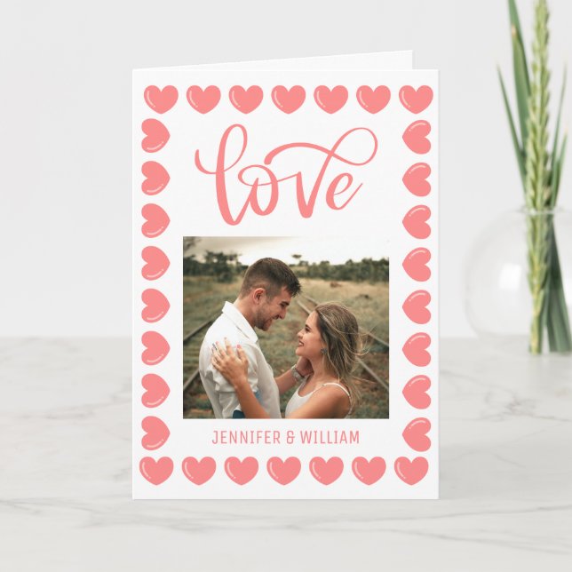 Carte Douce Romance Photo de cœur rose Saint Valentin  (Devant)