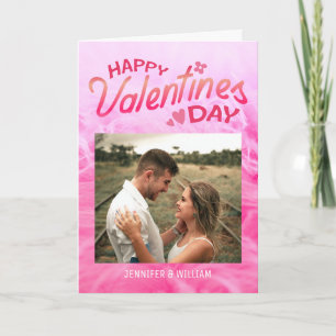 Carte Douce Romance Rose Fourrure Photo Saint-Valentin