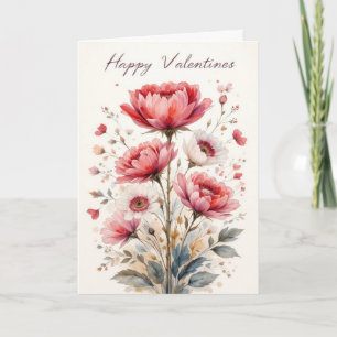 Carte Douce Saint-Valentin Florale Romantique Rose 