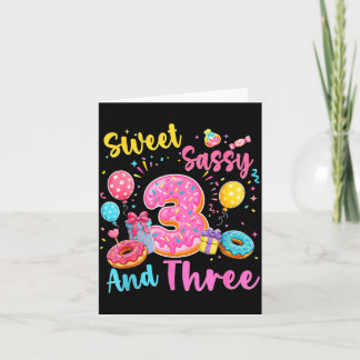 Carte Douce sassy et trois 3ème anniversaire doux donut