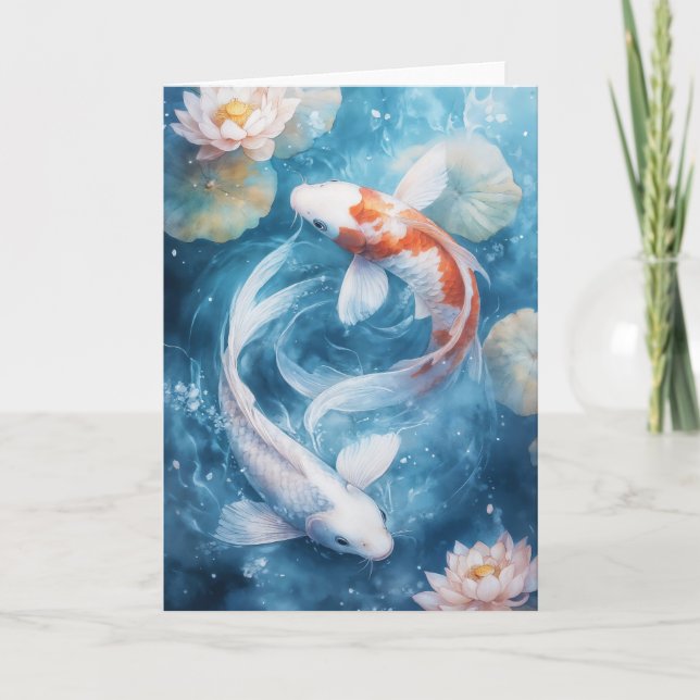 Carte Douces Volutes de Carpes Koï dans des Eaux Tranqui (Devant)