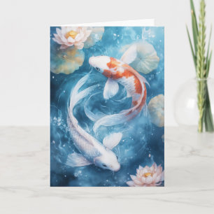 Carte Douces Volutes de Carpes Koï dans des Eaux Tranqui