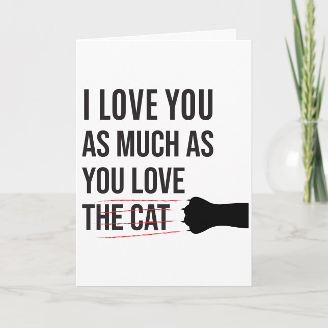 Carte DOUCEUR PERSONNALISÉE Je t'aime Chat Dame Intellig (Devant)