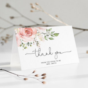 Carte Douche à nuptiale florale pliée merci