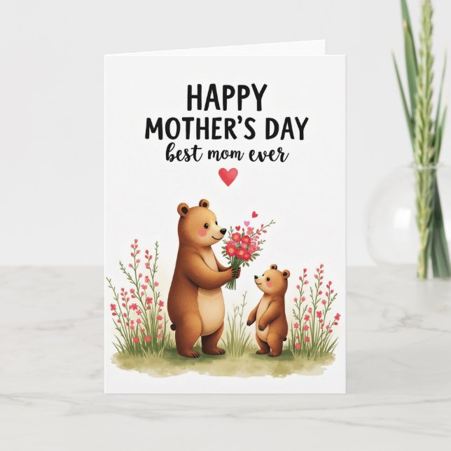 Carte d'ours aimant à pois (Devant)