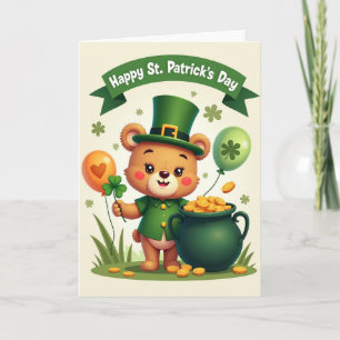 Carte d'ours en ballon en forme de cœur de trèfle