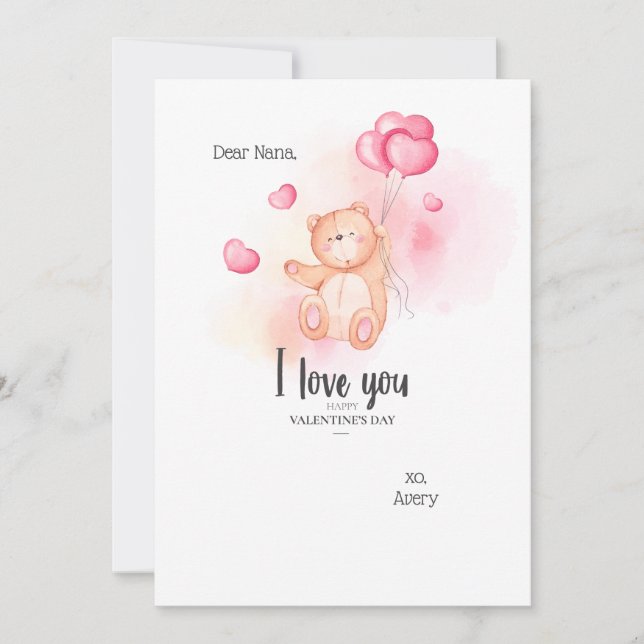Carte d'ours en peluche de Valentine (Devant)