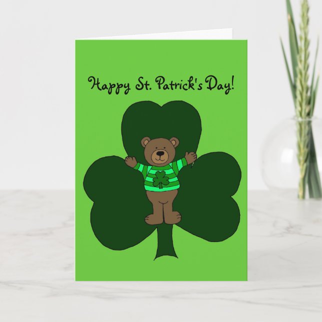 Carte d'ours et de shamrock du jour de St Patrick (Devant)