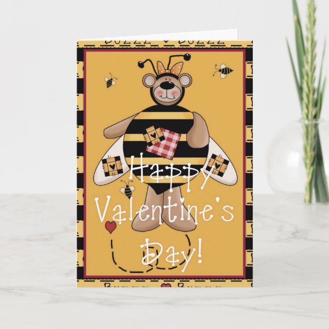 Carte d'ours Heureuse Sainte-Valentin Bumble d1 (Devant)