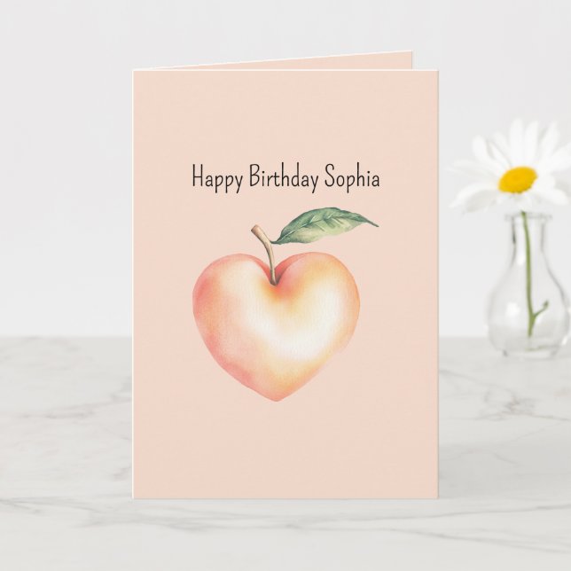 Carte Doux comme un cœur de pêche anniversaire (Petite plante)