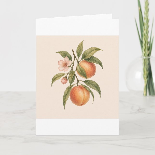 Carte Doux comme une pêche | Conception botanique vintag (Devant)