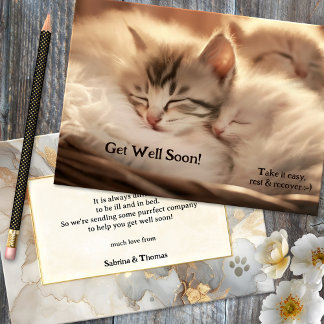 Carte Doux Cute Kitten Amis Se Bien Bientôt