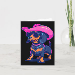 Carte Doux Dachshund Chapeau de Cowboy Rose Saucisse Chi