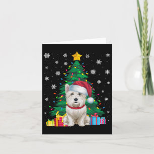 Carte Doux moche sapin de Noël lumières Westie Chien San