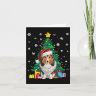 Carte Doux moche Xmas Arbre clair Shetland Chien à chien