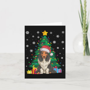 Carte Doux moche Xmas Lumières Arbre Porté Collie Chien 