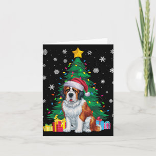 Carte Doux moche Xmas Lumières arbre Saint Bernard Dog S