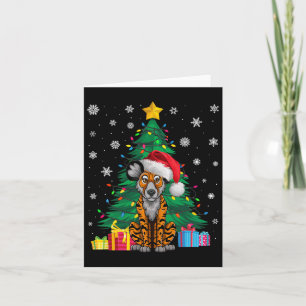 Carte Doux moche Xmas Tree éclaire le chien sauvage afri