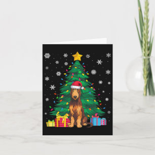 Carte Doux moche Xmas Tree Lights Irish Wolfhound Chien