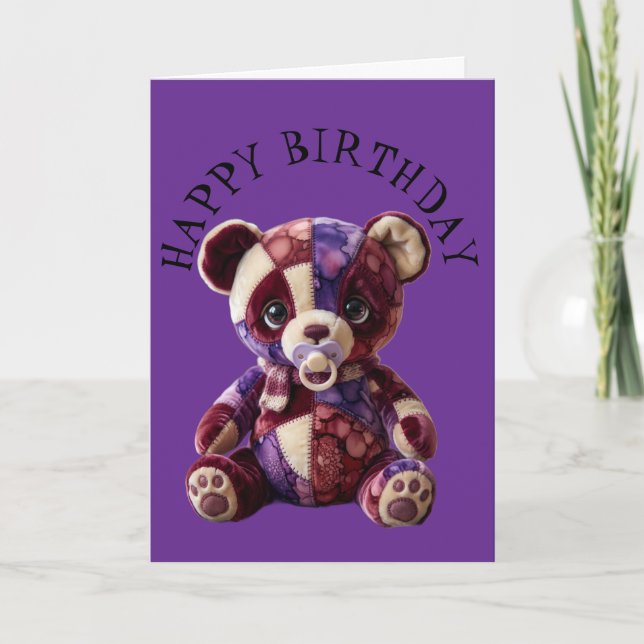 Carte Doux ours en patchwork câlin (Devant)
