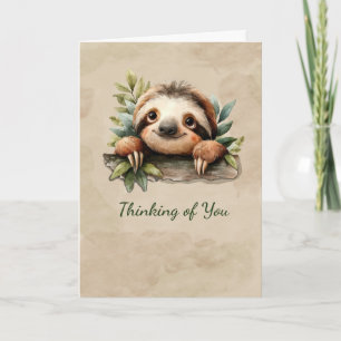 Carte Doux paresseux aquarelle Pensée pour vous