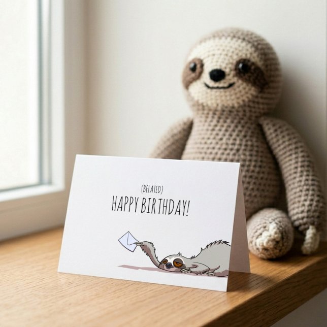 Carte Doux paresseux Joyeux anniversaire avec retard drô (Créateur téléchargé)