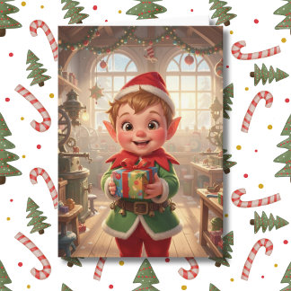 Carte Doux Petit Elf au Pôle Nord Noël Personnalisé