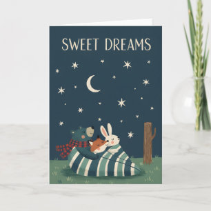Carte Doux rêves de l'animal de la forêt mignonne Lit co