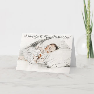 Carte Doux Vintage bébé dormant
