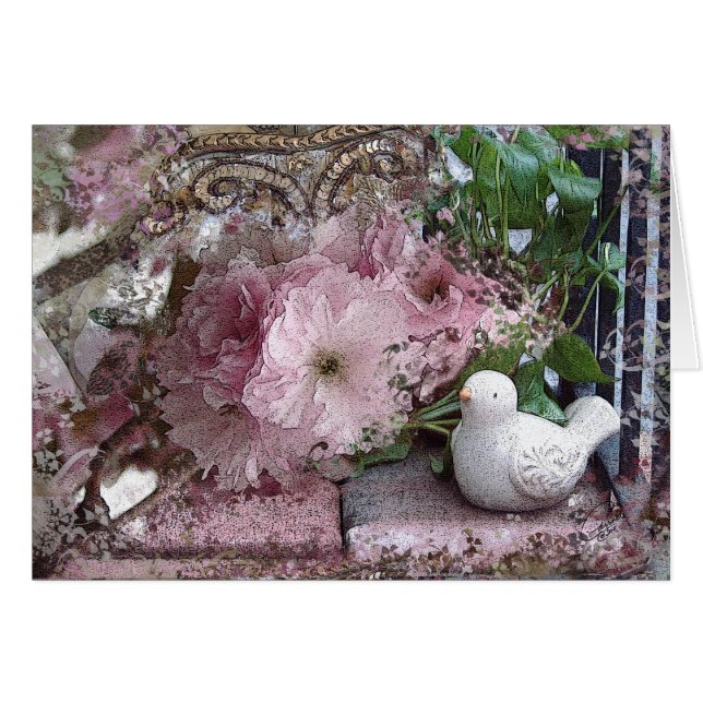 Carte Dove avec fleurs (Devant horizontal)