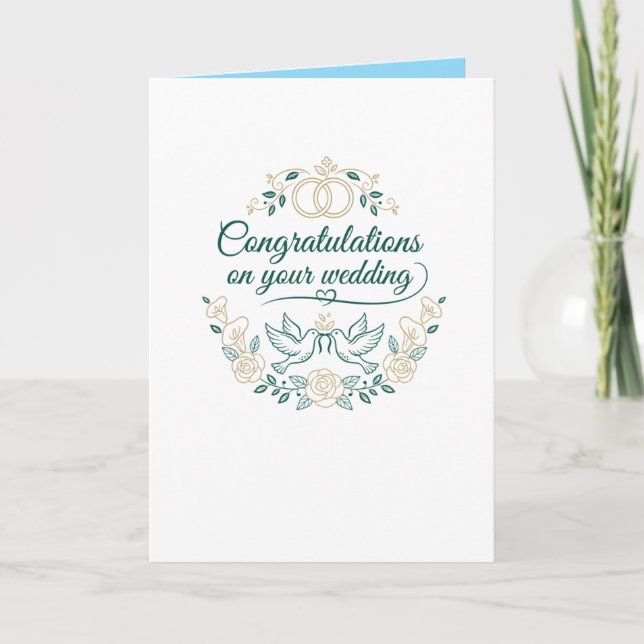 Carte Doves and Roses, Wedding Congratulations BlankCard (Devant)