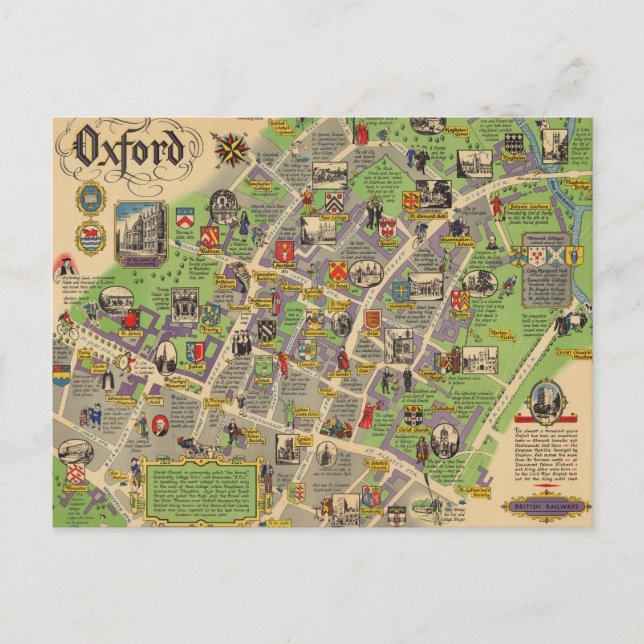 Carte d'Oxford, Angleterre (Chemins de fer britann (Devant)