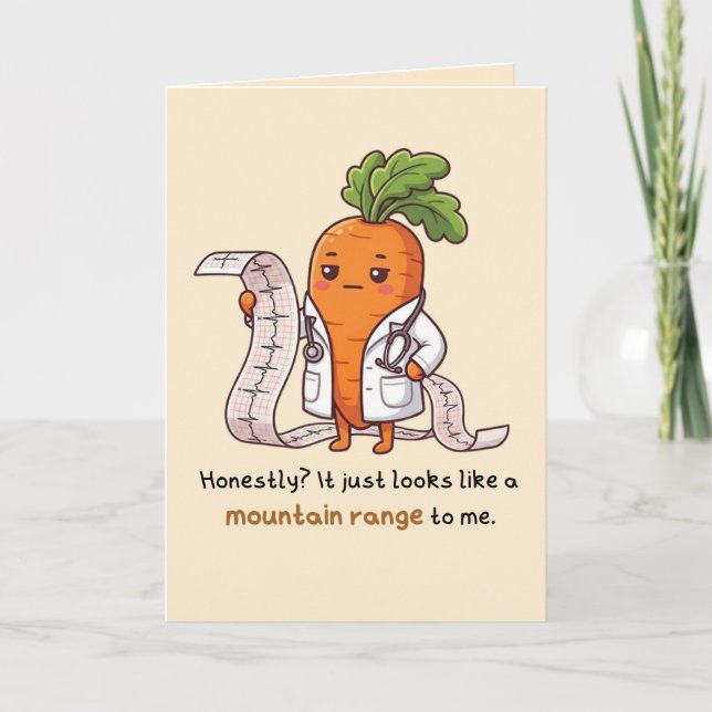 Carte Dr. Carrot with ECG Funny Medical Greeting Card (Devant)