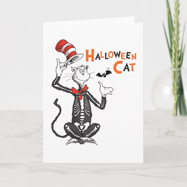 Carte Dr Seuss | Chat d'Halloween en Casquette (Devant)