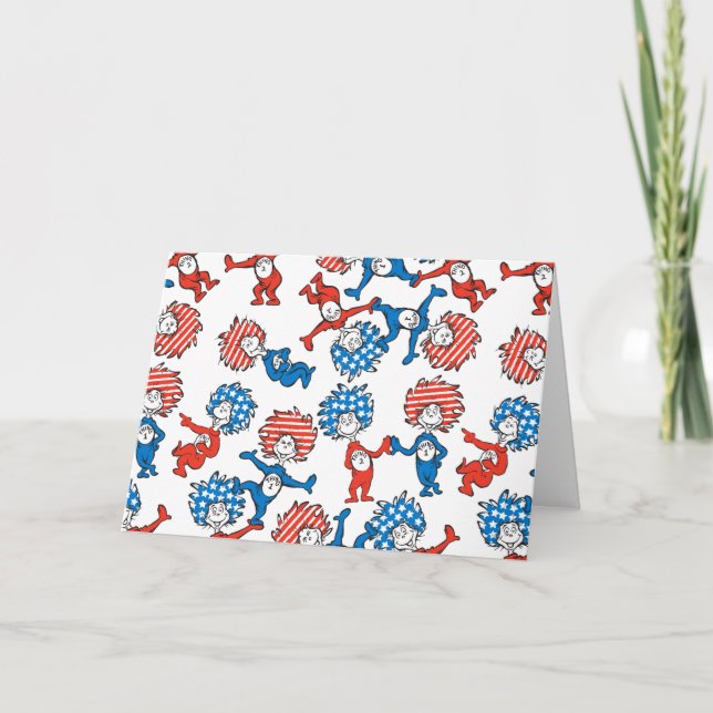 Carte Dr Seuss | Chose Une Chose Deux Motifs du drapeau  (Devant)