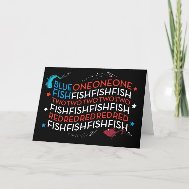 Carte Dr. Seuss | Graphisme Drapeau Américain Poisson Ro (Devant)