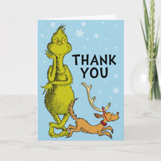 Carte Dr Seuss | Grinch hiver Merci d'anniversaire (Devant)