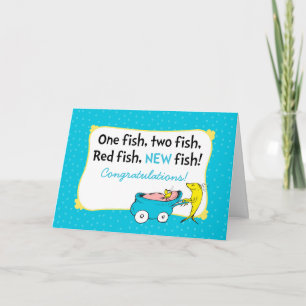 Carte Dr Seuss One Fish - Baby Boy Félicitations