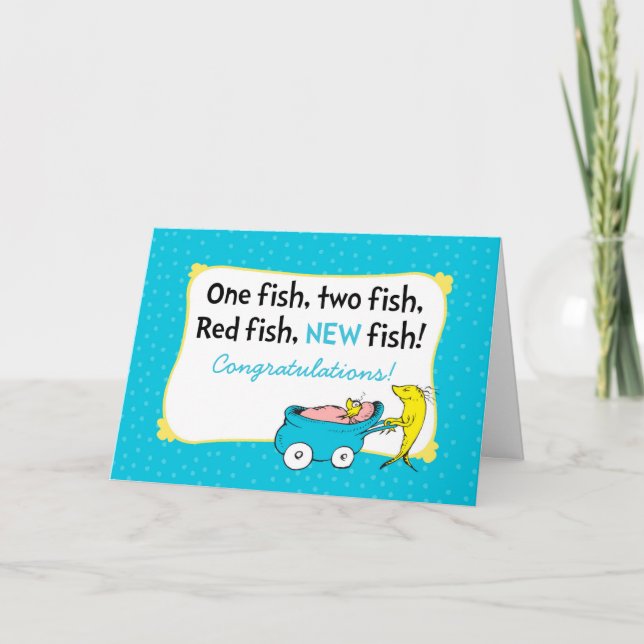 Carte Dr Seuss | One Fish - Baby Boy Félicitations (Devant)