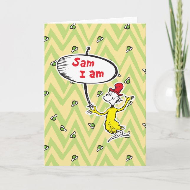 Carte Dr. Seuss | Sam-I-Am tenant une pancarte (Devant)