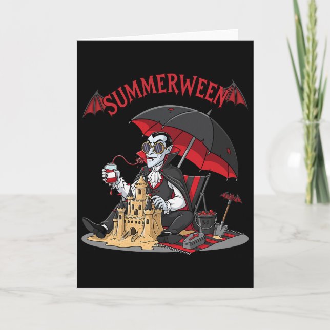 Carte Dracula de plage de Summerween gothique de château (Devant)