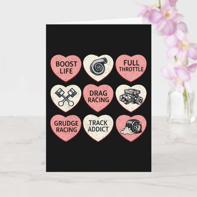 Carte Drag Racing Valentine Candy Hearts (Orchidée)