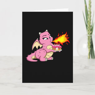 Carte DRAGON ANNIVERSAIRE 8 8e anniversaire fille mignon