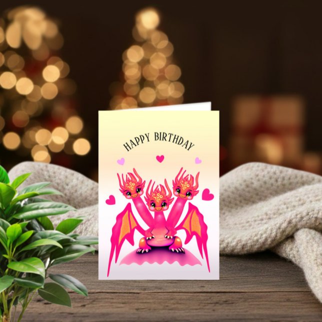 Carte Dragon Anniversaire Rose (Créateur téléchargé)