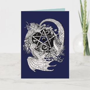 Carte Dragon Art nouveau style pentacle~cartes de voeux